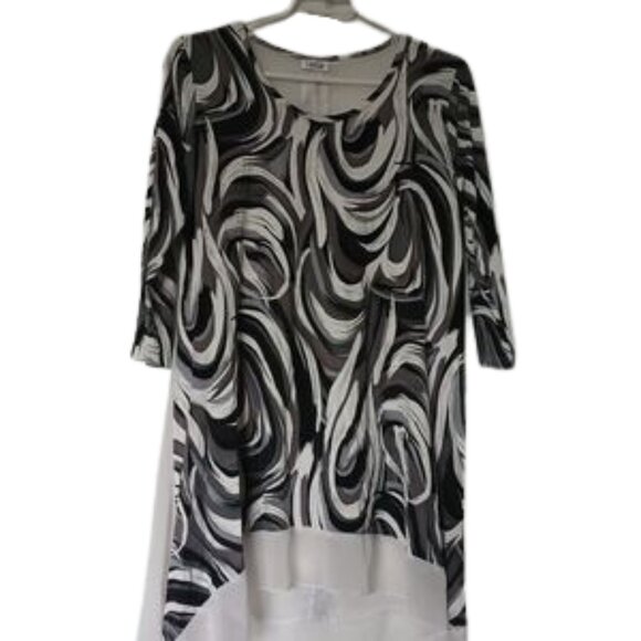 Swish Abstract Pattern Chiffon Tunic Blouse Size Large - Picture 2 of 7